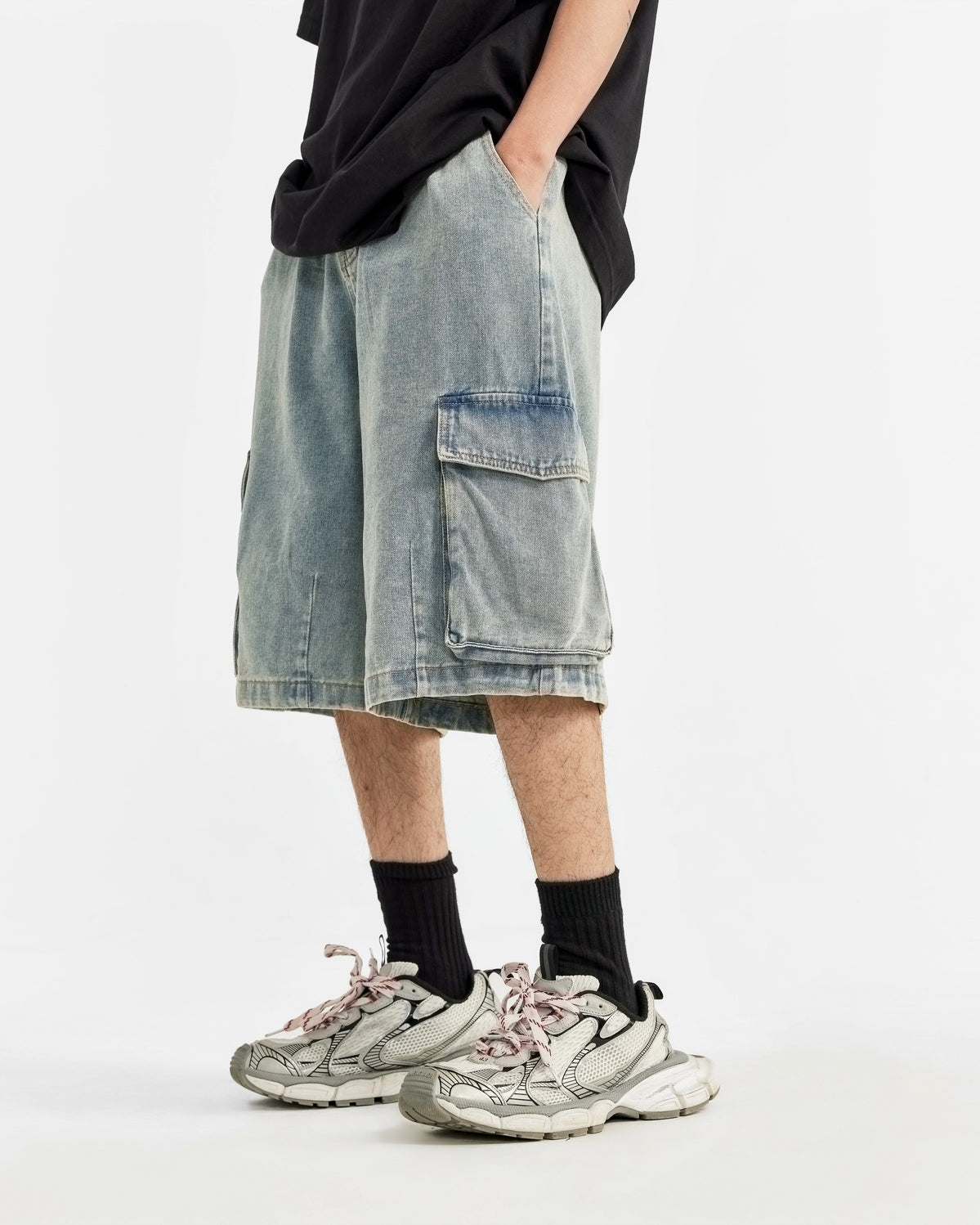 Denim Cargo Shorts