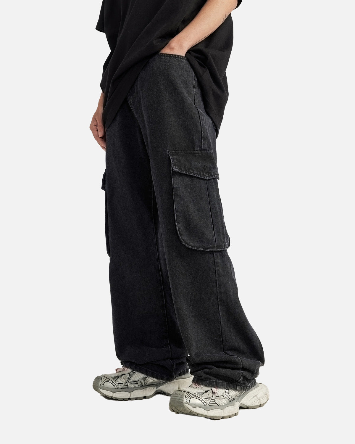 Denim Baggy Cargo Pants